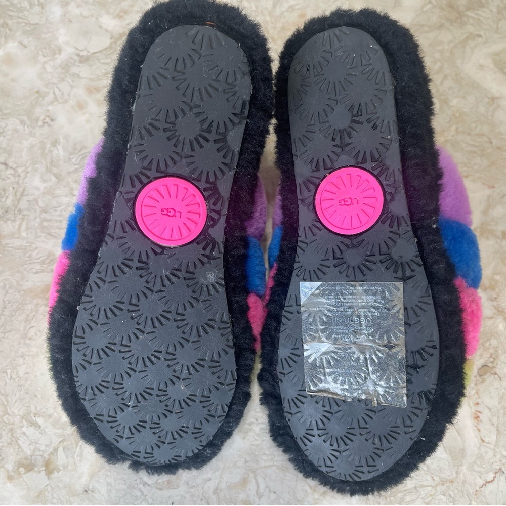UGG Fluff Yeah Rainbow Pastel Shearling Slippers Sz 8 - Picture 3 of 4